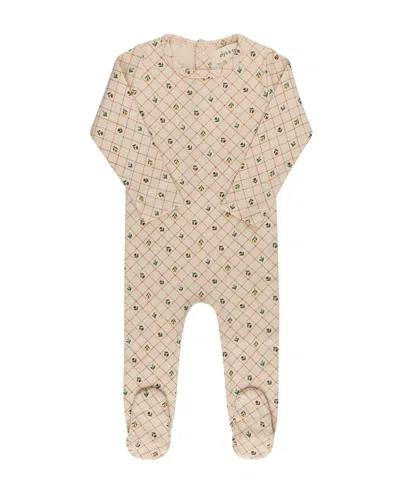 Ely's & Co. Girls' Floral Grid Collection Footie - Baby In Neutral