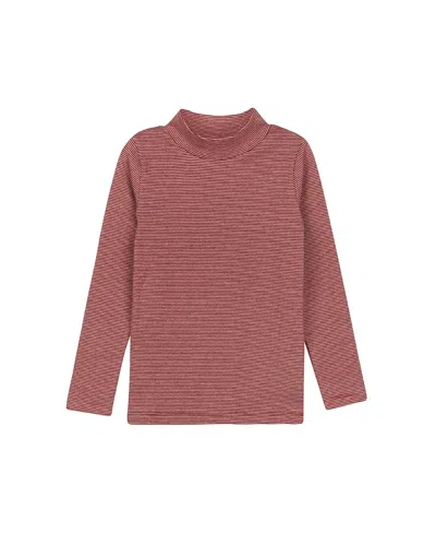 Ely's & Co. Girls' French Terry Autumn Kids Collection Turtle Neck Top - Baby, Little Kid, Big Kid In Brown