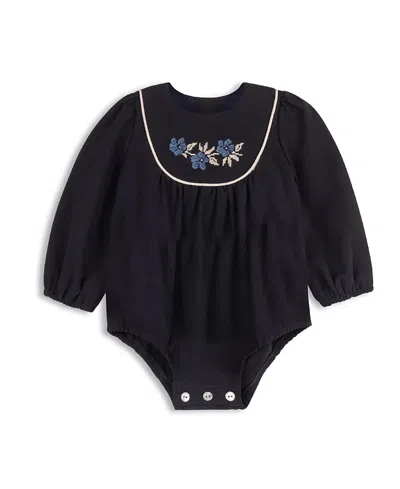 Ely's & Co. Girls' Stitch Embroidered Wool Collection Romper - Baby, Little Kid In Blue