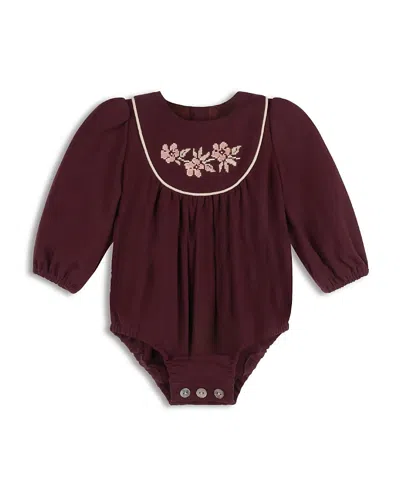 Ely's & Co. Girls' Stitch Embroidered Wool Collection Romper - Baby, Little Kid In Burgundy