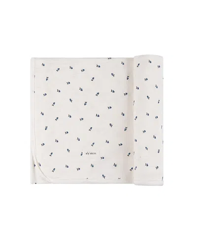 Ely's & Co. Ribbed Cotton Zipper Blanket Collection In Ivory/blue Berry