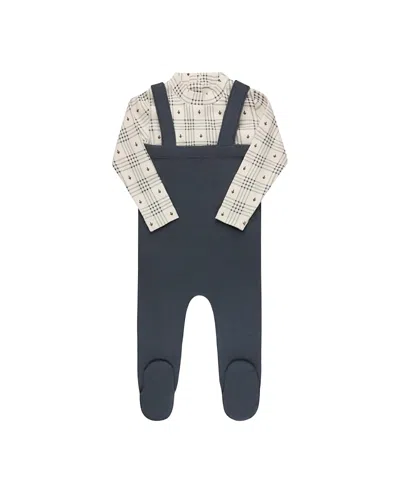 Ely's & Co. Unisex Cotton Floral Plaid Collection Bodysuit + Overalls - Baby, Little Kid In Multi