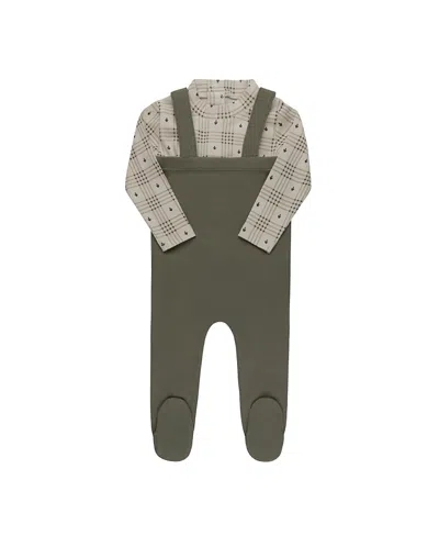 Ely's & Co. Unisex Cotton Floral Plaid Collection Bodysuit + Overalls - Baby, Little Kid In Multi