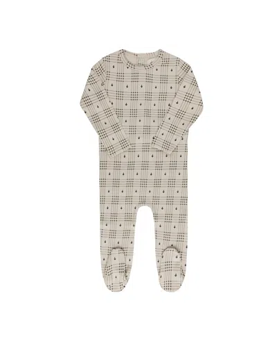 Ely's & Co. Unisex Cotton Floral Plaid Collection Footie - Baby In Brown