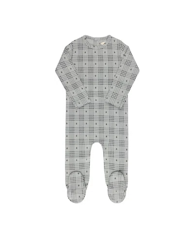 Ely's & Co. Unisex Cotton Floral Plaid Collection Footie - Baby In Gray