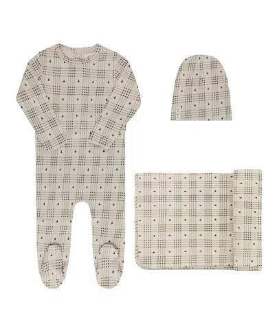 Ely's & Co. Unisex Cotton Floral Plaid Collection Take Me Home Set - Baby In Gray