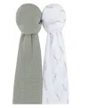 Ely's & Co. Unisex Cotton Muslin Swaddle Blanket 2 Pack - Baby In Eucalyptus  Sage