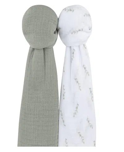 Ely's & Co. Unisex Cotton Muslin Swaddle Blanket 2 Pack - Baby In Eucalyptus  Sage