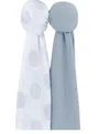 Ely's & Co. Unisex Cotton Muslin Swaddle Blanket 2 Pack - Baby In Misty Blue Dottie