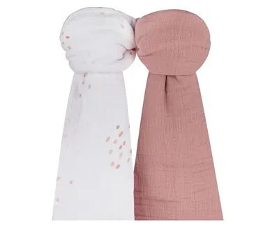 Ely's & Co. Unisex Cotton Muslin Swaddle Blanket 2 Pack - Baby In Pink Raindrops