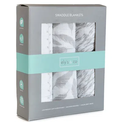 Ely's & Co. Unisex Cotton Muslin Swaddle Blanket 3 Pack - Baby In Gray