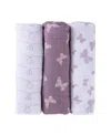 Ely's & Co. Unisex Cotton Muslin Swaddle Blankets, 3 Pack - Baby In Lavender Butterfly