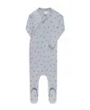 Ely's & Co. Unisex Cotton Ribbed Zipper Footie - Baby In Blue/blue Berry