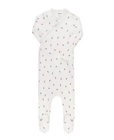 Ely's & Co. Unisex Cotton Ribbed Zipper Footie - Baby In Ivory/plum Berry