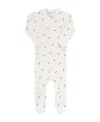 Ely's & Co. Unisex Cotton Ribbed Zipper Footie - Baby In Ivory/sage Berry