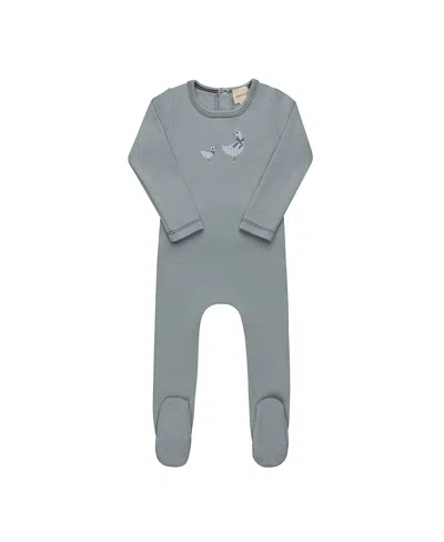 Ely's & Co. Unisex Cross Stitch Duckling Collection Footie - Baby In Gray