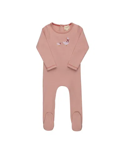 Ely's & Co. Unisex Cross Stitch Duckling Collection Footie - Baby In Pink