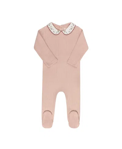 Ely's & Co. Unisex Embroidered Collar Collection Footie + Bonnet - Baby In Pink
