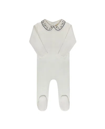 Ely's & Co. Unisex Embroidered Collar Collection Footie - Baby In White