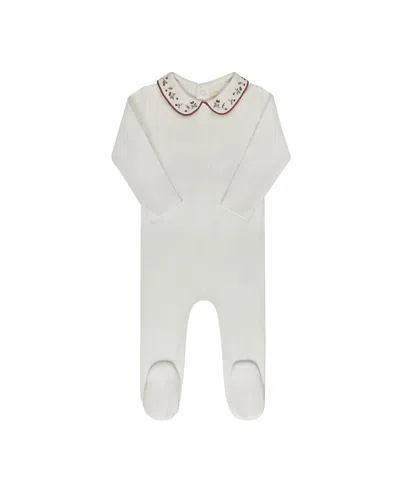 Ely's & Co. Unisex Embroidered Collar Collection Footie - Baby In White