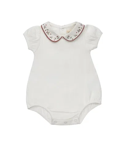 Ely's & Co. Unisex Embroidered Collar Collection Romper - Baby In White