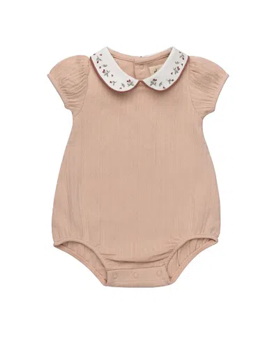 Ely's & Co. Unisex Embroidered Collar Collection Romper - Baby In Nude