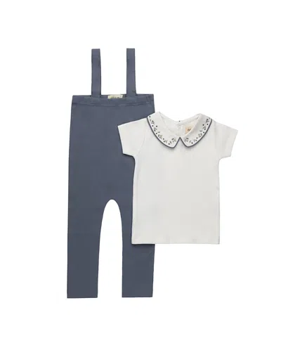Ely's & Co. Unisex Embroidered Collar Collection T-shirt And Overalls - Baby, Little Kid In Multi
