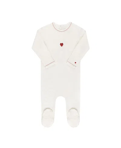 Ely's & Co. Unisex Embroidered Heart And Star Collection Footie - Baby In White