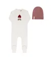 Ely's & Co. Unisex French Terry Autumn Kids Collection Footie And Beanie - Baby In Neutral