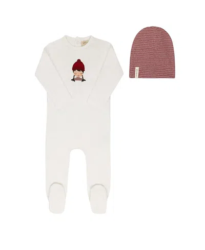 Ely's & Co. Unisex French Terry Autumn Kids Collection Footie And Beanie - Baby In Neutral
