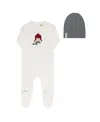 Ely's & Co. Unisex French Terry Autumn Kids Collection Footie And Beanie - Baby In White