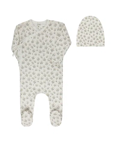 Ely's & Co. Unisex French Terry Blooms Collection Footie + Beanie - Baby In Animal Print