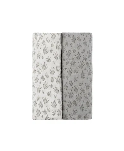 Ely's & Co. Unisex French Terry Blooms Collection Two Pack Muslin Swaddle - Baby In Blue