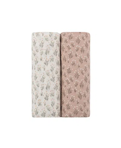 Ely's & Co. Unisex French Terry Blooms Collection Two Pack Muslin Swaddle - Baby In Pink