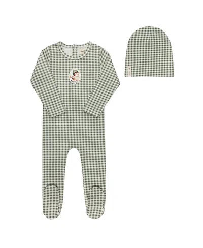 Ely's & Co. Unisex Gingham Owl Collection Footie + Beanie - Baby In Blue