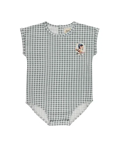 Ely's & Co. Unisex Gingham Owl Collection Romper - Baby In Blue
