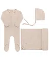 Ely's & Co. Unisex Heart And Star Button Pointelle Collection Footie, Blanket And Bonnet Set - Baby In Neutral
