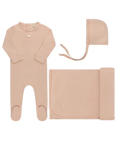 Ely's & Co. Unisex Heart And Star Button Pointelle Collection Footie, Blanket And Bonnet Set - Baby In Transparent