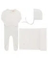 Ely's & Co. Unisex Heart And Star Button Pointelle Collection Footie, Blanket And Bonnet Set - Baby In White