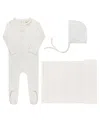 Ely's & Co. Unisex Heart And Star Button Pointelle Collection Footie, Blanket And Bonnet Set - Baby In White