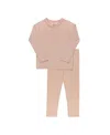 Ely's & Co. Unisex Heart And Star Button Pointelle Collection Lounge Set - Baby, Little Kid In Nude