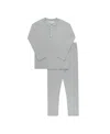Ely's & Co. Unisex Heart And Star Button Pointelle Collection Lounge Set - Baby, Little Kid In Gray