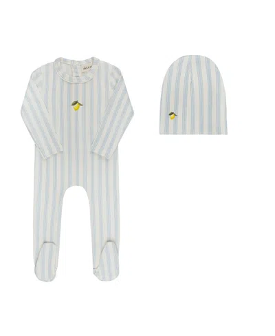 Ely's & Co. Unisex Lemon Peach Collection Footie + Beanie - Baby In Gray