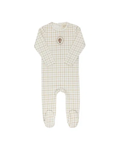 Ely's & Co. Kids' Unisex Modal French Terry Plaid Sheep Collection Footie - Baby In Neutral