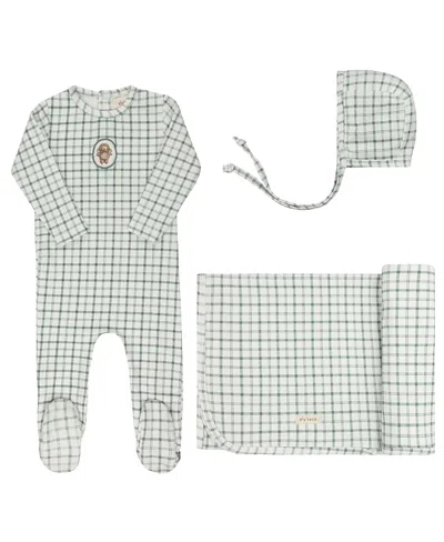 Ely's & Co. Unisex Modal French Terry Plaid Sheep Collection Take Me Home Set - Baby In Blue