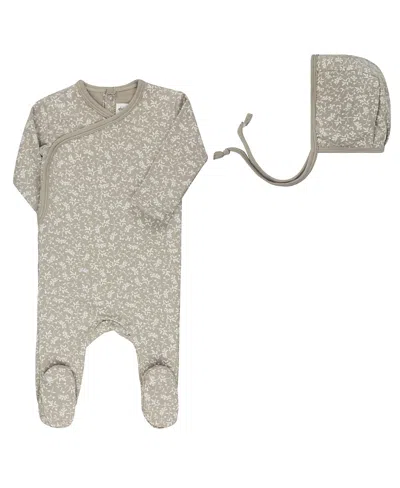 Ely's & Co. Unisex Modal French Terry Vine Collection Footie + Bonnet - Baby In Green