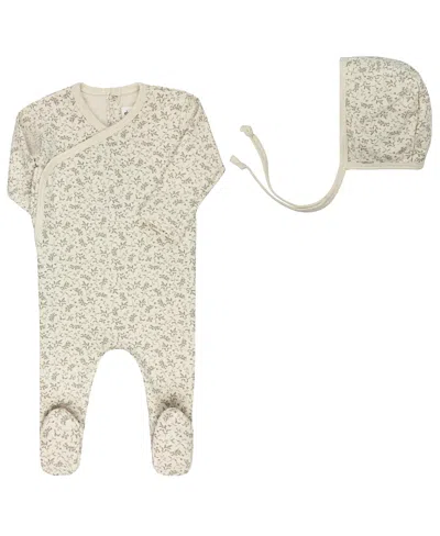 Ely's & Co. Unisex Modal French Terry Vine Collection Footie + Bonnet - Baby In Neutral