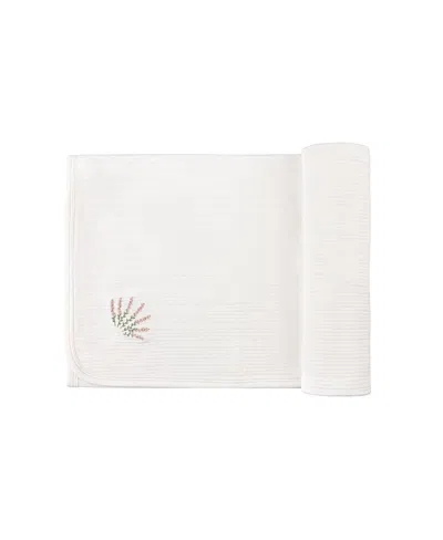 Ely's & Co. Unisex Organic Cotton Embroidered Collar Collection Blanket - Baby In White