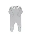 Ely's & Co. Unisex Organic Cotton Embroidered Collar Collection Footie - Baby In Gray