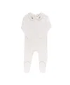 Ely's & Co. Unisex Organic Cotton Embroidered Collar Collection Footie - Baby In White